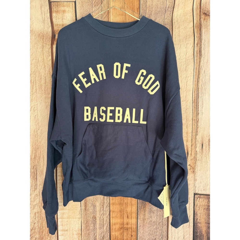 Fear of God Essentials x MLB Baseball Crewneck Sweatshirt Navy Size XL NWT